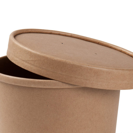 Caixa para Sopa de Cartão Kraft 240ml (8Oz) Pacote 25 Com Tampa